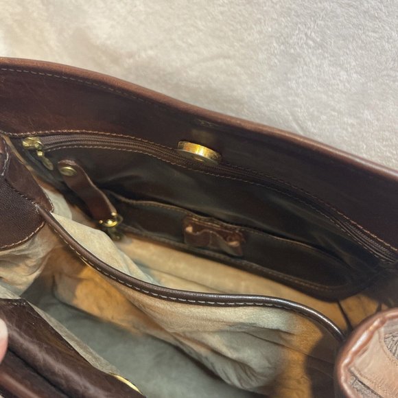 Brahmin Vintage Woven Leather Cognac Brown Shoulder Bucket Bag - VGUC - Picture 7 of 12